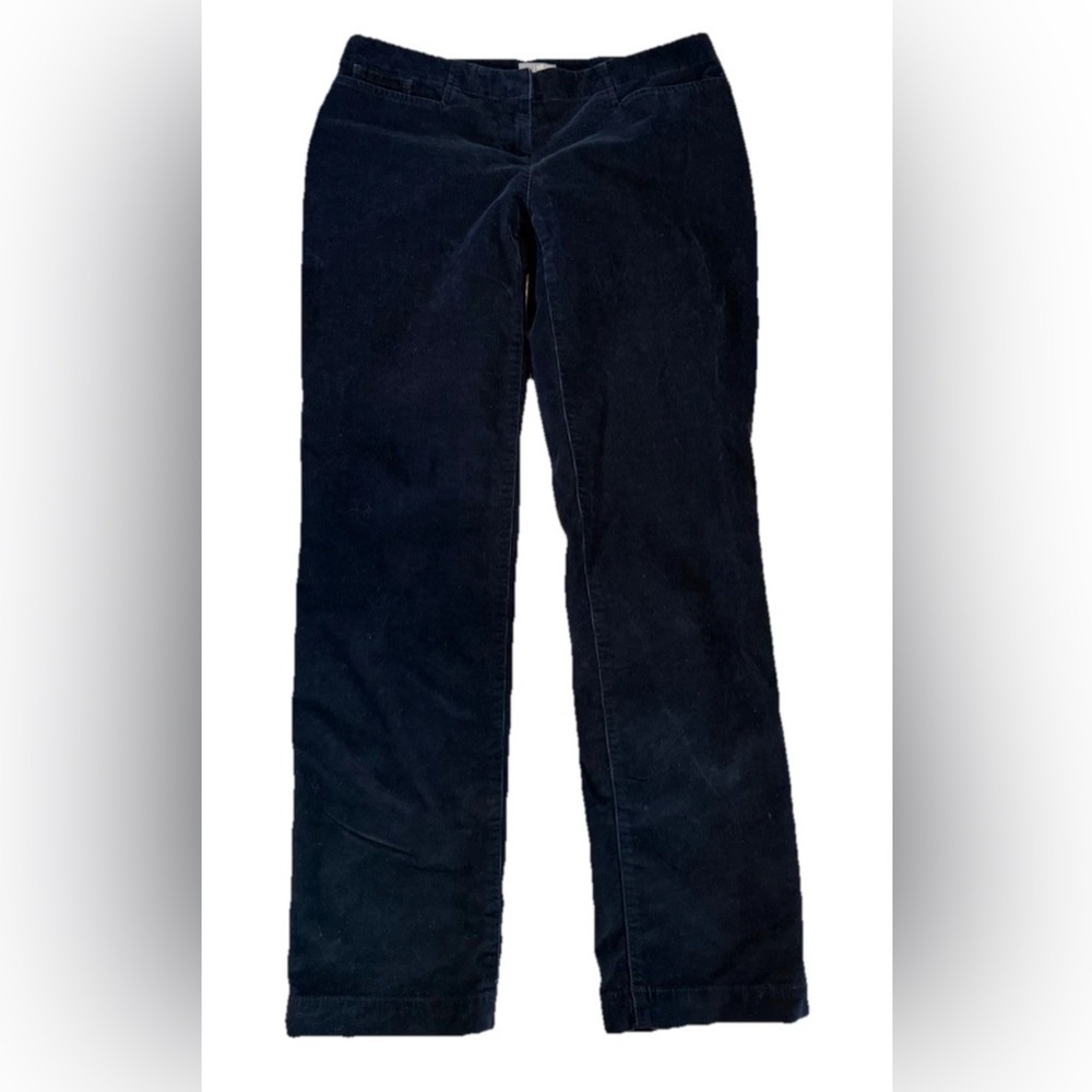 J. Jill Black Corduroy Straight Leg Pants Stretch Mid Rise 4 Petite